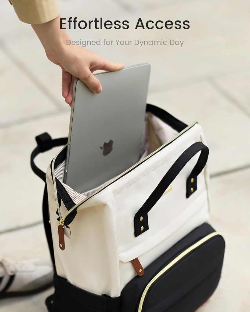 LOVEVOOK Laptop Backpack for Women 15.6" - Beige/Black