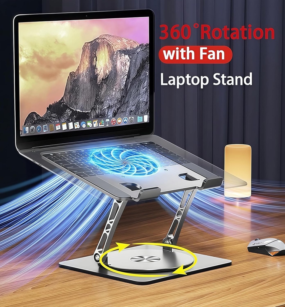 Craftreasure Laptop Cooling Stand with Fan and 360 ° Rotating Base