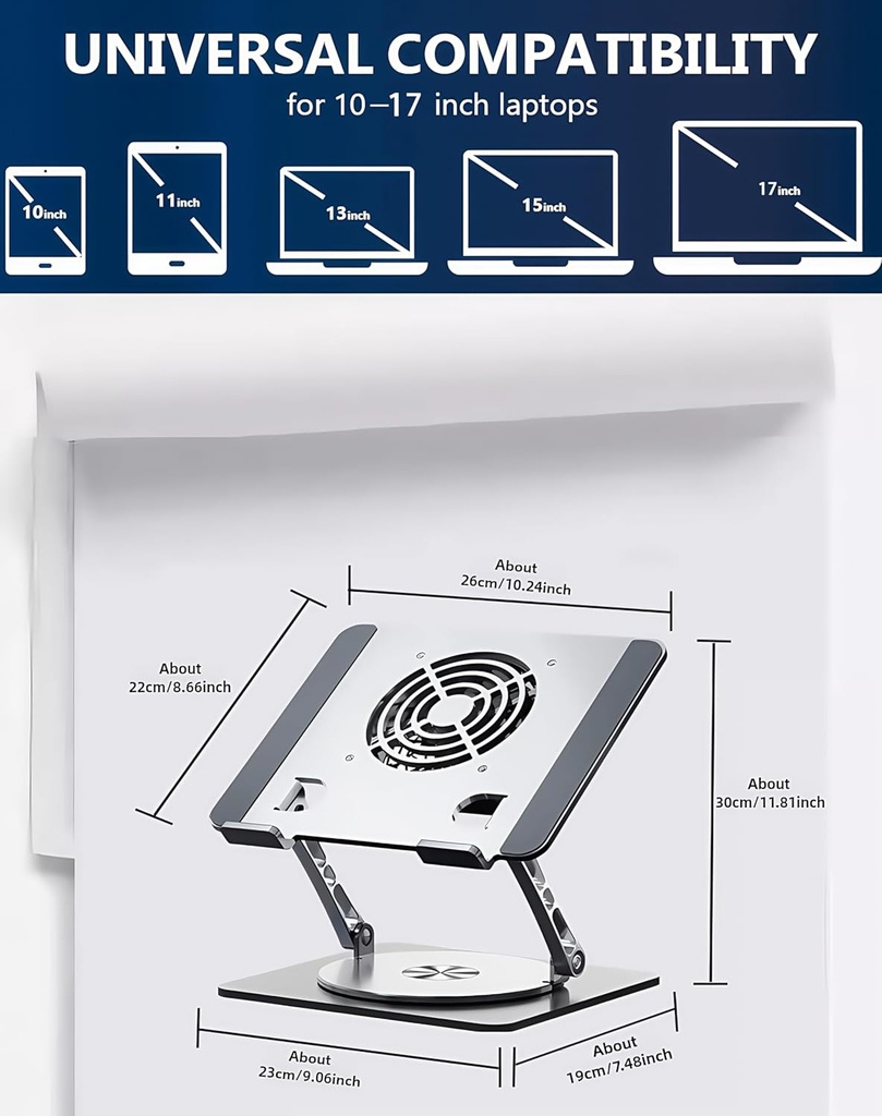 Craftreasure Laptop Cooling Stand with Fan and 360 ° Rotating Base