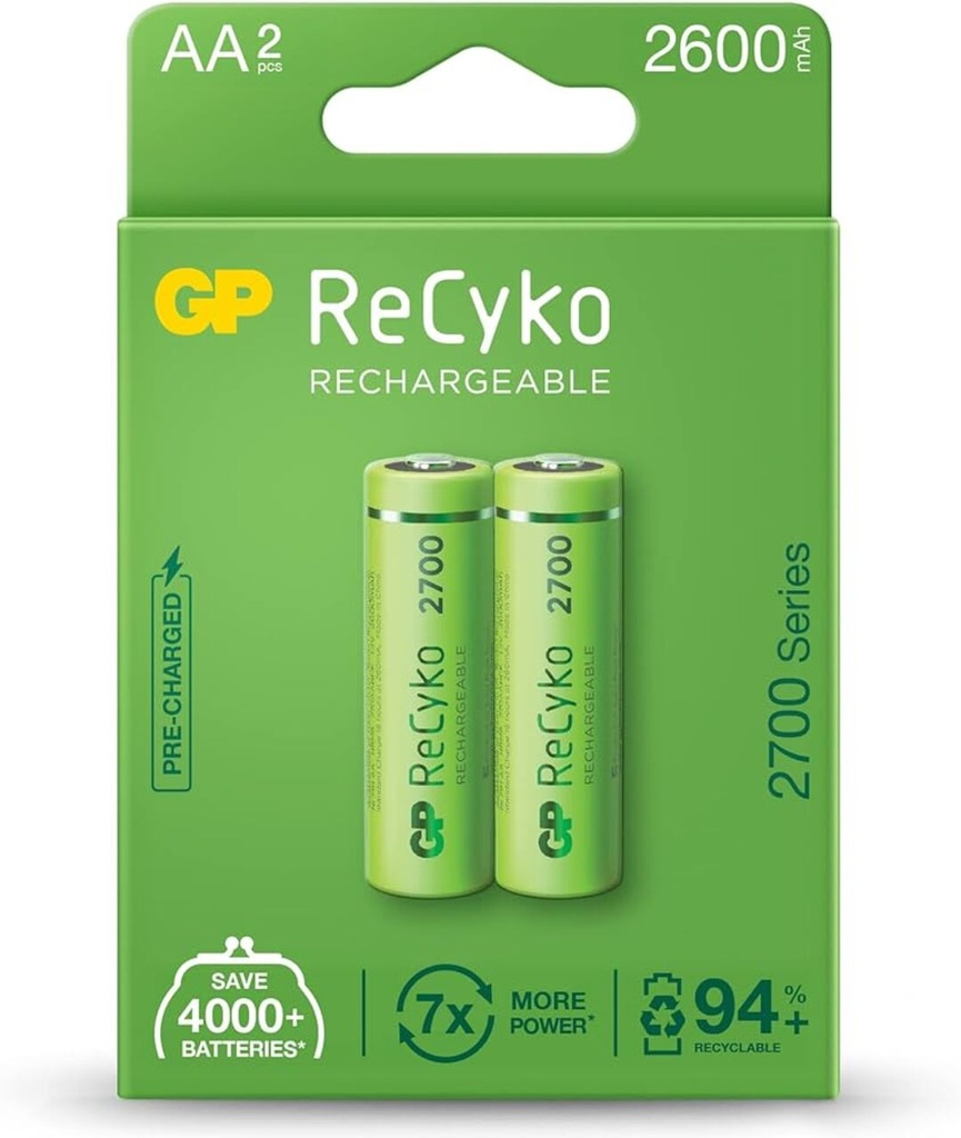 GP AA ReCyko Battery 2PK