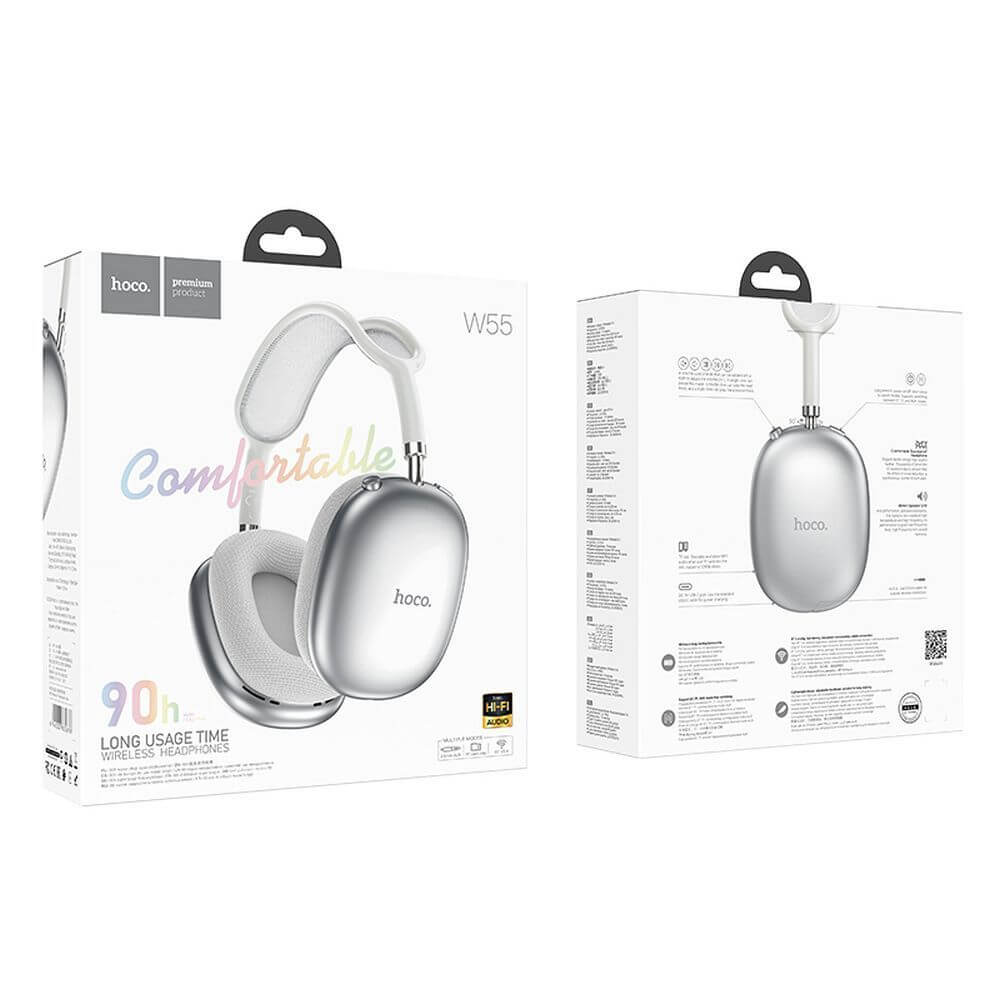 HOCO W55 Plus ANC BT headphones - Silver