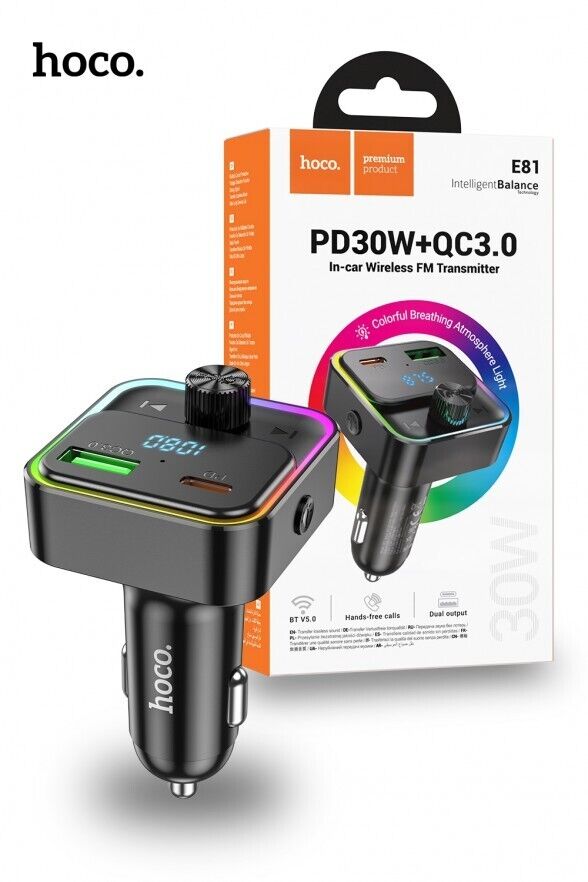 HOCO E81 Fantasy PD30W+QC3.0 car BT FM transmitter
