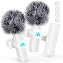 Leettus 2pcs Lavalier Wireless Microphone - White