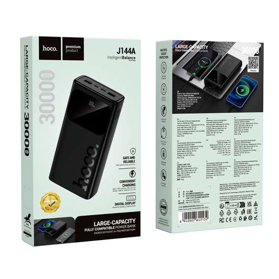 HOCO J144A 30000mAh Large capacity Power Bank - Black