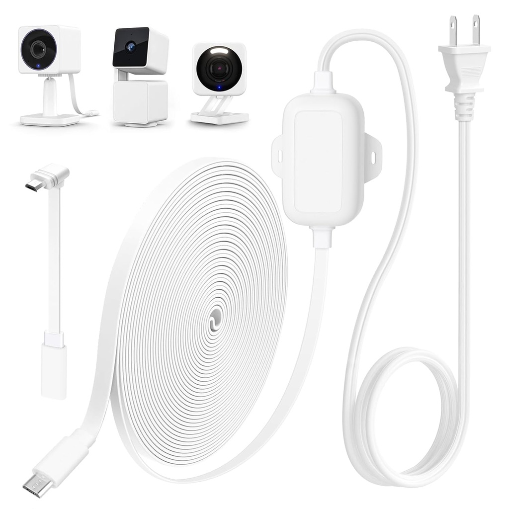25FT Outdoor Power Adapter for WYZE Cam V4, White