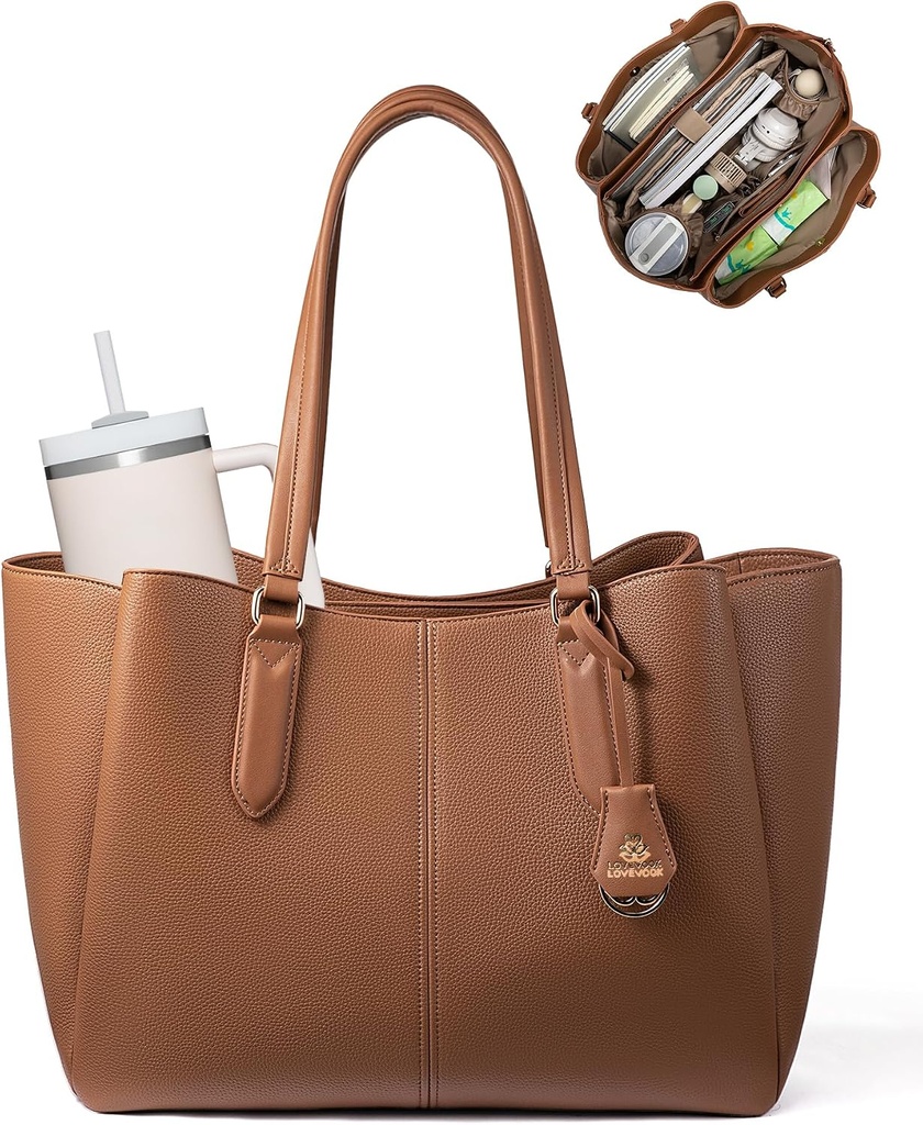 LOVEVOOK Laptop Tote Bag for Women 14" - Brown