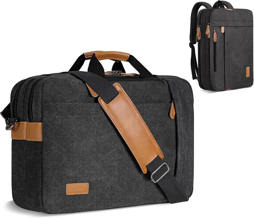 [H-MBM0176DGD-US] ESTARER 3 in 1 Convertible Canvas Computer Bag for Men 17-17.3" - Grey