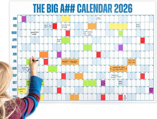 [BAC-2026-BLUE] The Big A## Calender Full-Year 2026 Dry-Erase Wall Calendar - Blue