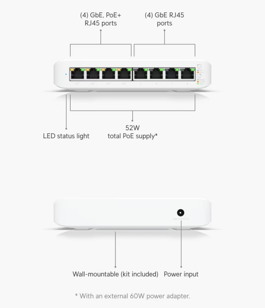 Ubiquiti UniFi 8-Port Lite PoE Switch (4 Port PoE)