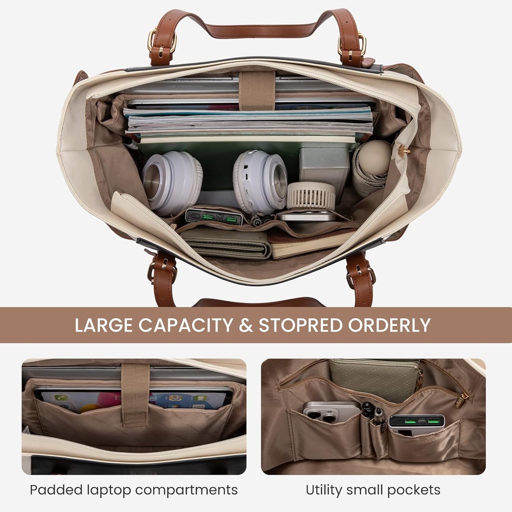 LOVEVOOK Laptop Tote Bag for Women 17.3" - Black