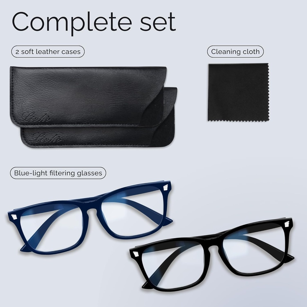 Advanced Blue Light Blocking Computer Glasses - Lt Black/ Dk Blue