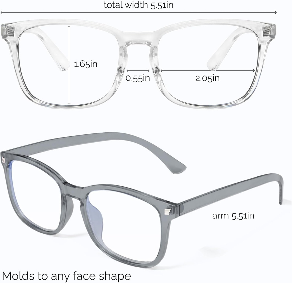 Advanced Blue Light Blocking Computer Glasses - Clear / Clear Grey