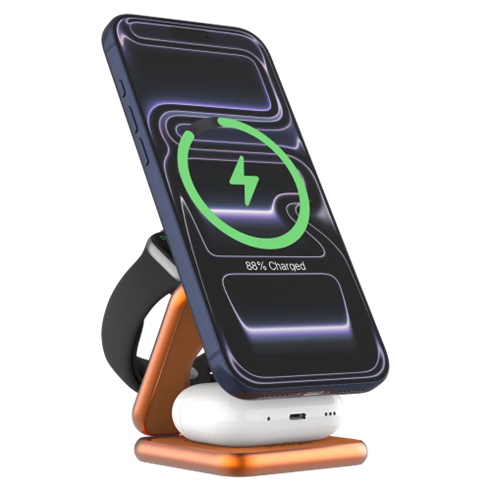 Prodigee Trio 3 in 1 Magnetic Charger for Apple iPhones / Watches / Airpods - Orange