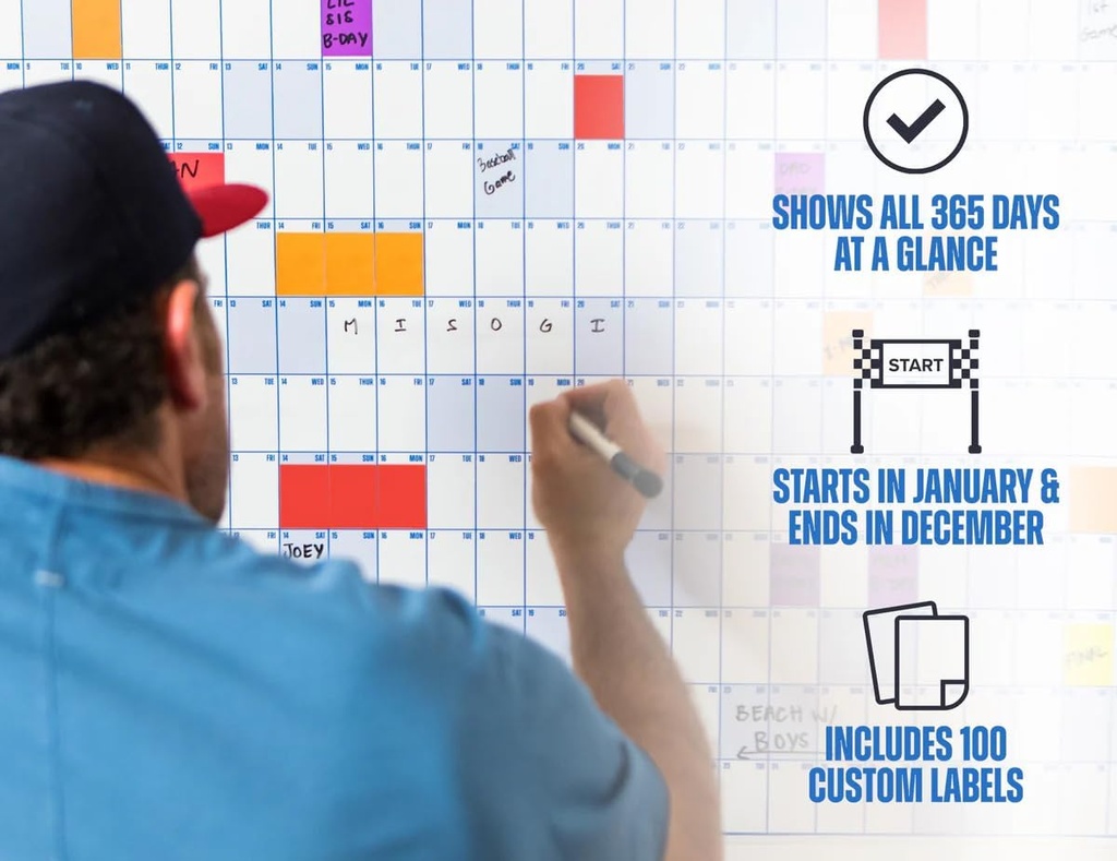 Full-Year 2026 Dry-Erase Wall Calendar