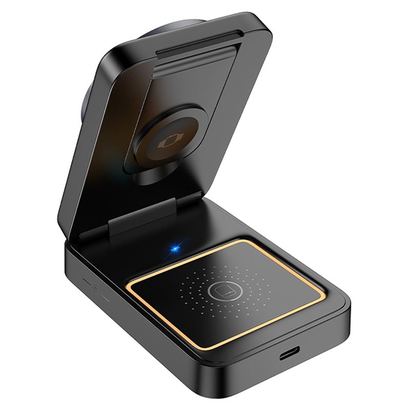 HOCO CQ21 Power 3-in-1 desktop Magnetic Wireless fast charger - Black