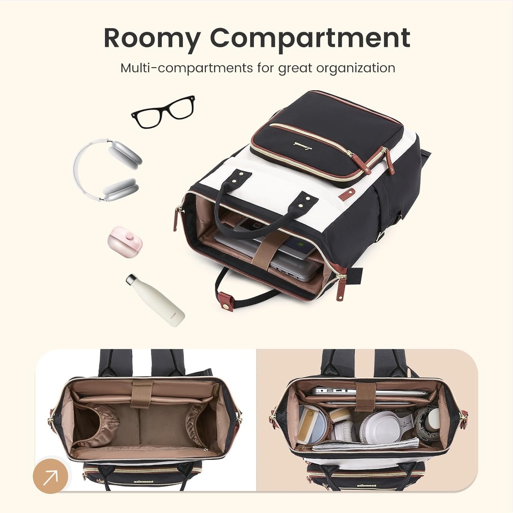 LOVEVOOK Laptop Tote Bag for Women 15.6" - Light Brown