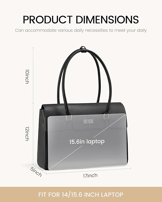 LOVEVOOK Laptop Tote Bag for Women 15.6" - Black