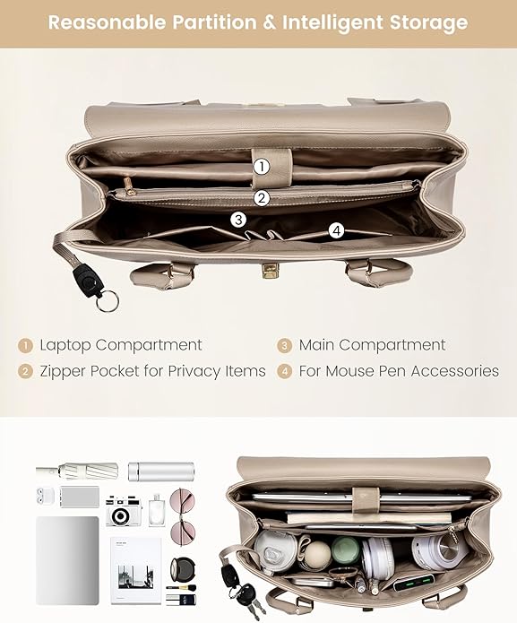 LOVEVOOK Laptop Tote Bag for Women 15.6" - Apricot