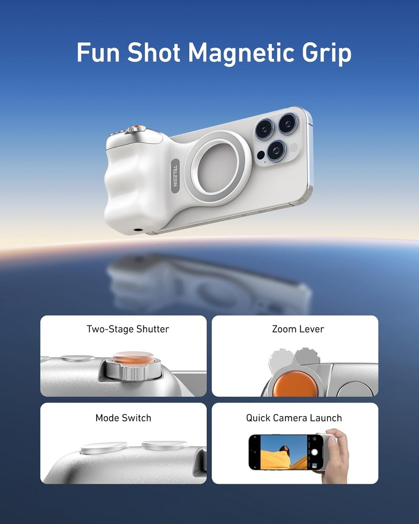 TELESIN°  Fun Shot Magnetic Phone Camera DSLR Style Shutter Grip for iPhone & Android