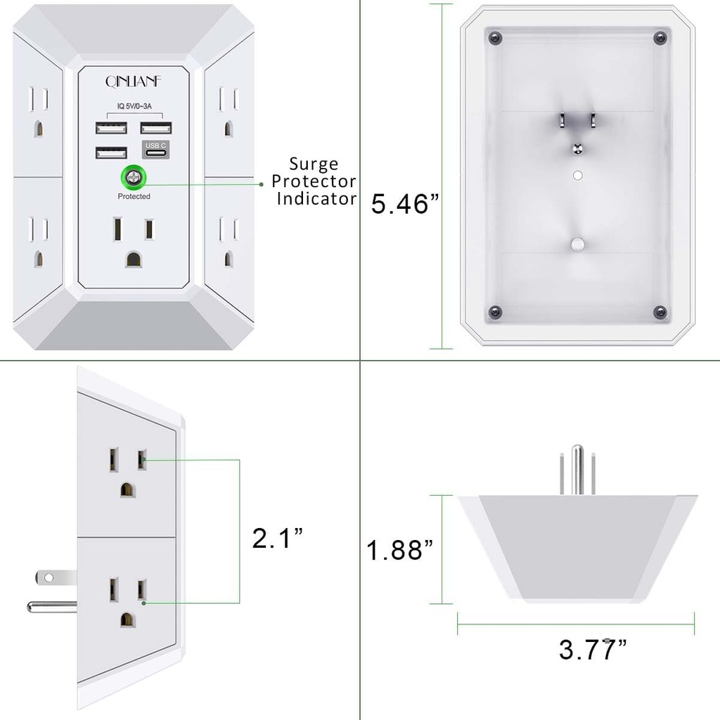 SuperDanny Power Strip Tower Surge Protector, 9 Outlets 4 USB ports (copy)