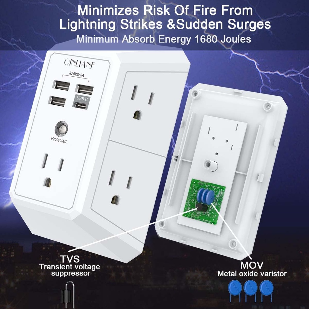 SuperDanny Power Strip Tower Surge Protector, 9 Outlets 4 USB ports (copy)