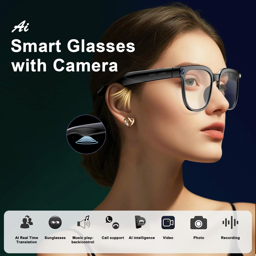 AI Smart Glasses with Camera and Audio