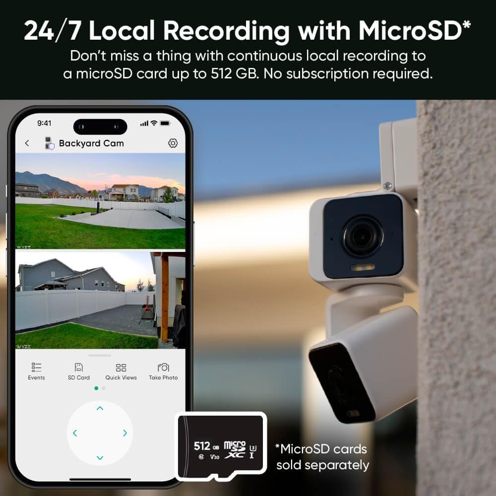 WYZE Duo Cam Pan Indoor/Outdoor IP65 2K 360° Pan/Tilt Smart Home Security Camera