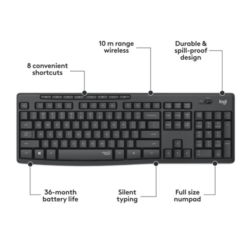 Logitech MK295 Silent Wireless Combo Graphite