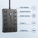 JouleLoom 6' Flat Plug Surge Protector Power Strip