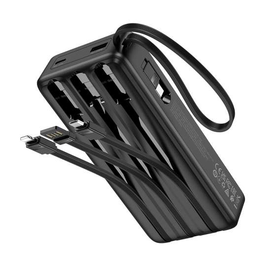 HOCO J146A 20000mAh Power Bank with four cables - Black