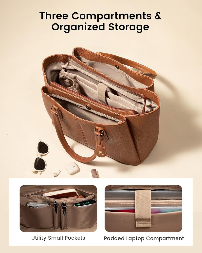 LOVEVOOK Laptop Tote Bag for Women 14" - Brown