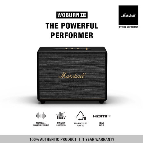 Marshall Woburn III Bluetooth Speaker - Black