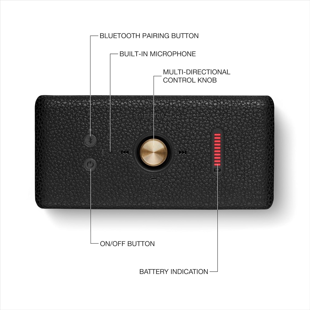 Marshall Emberton III Bluetooth Speaker - Black and Brass