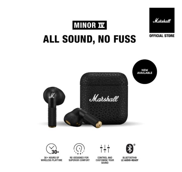 Marshall Minor IV True Wireless In Ear Headphones - Black