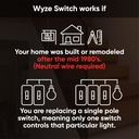WYZE Switch, 2.4 GHz WiFi Smart Light Switch