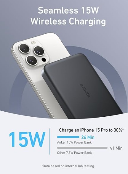 Anker Qi2 15W MagGo Power Bank 10,000 mAh - Black