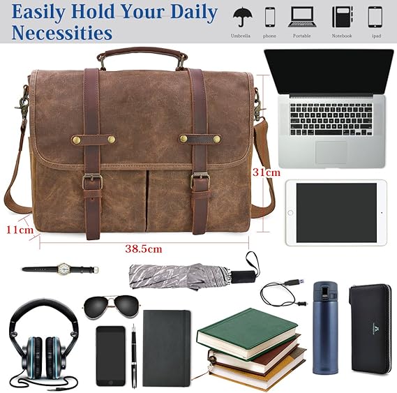 Newhey Mens Messenger Bag 15.6" Brown