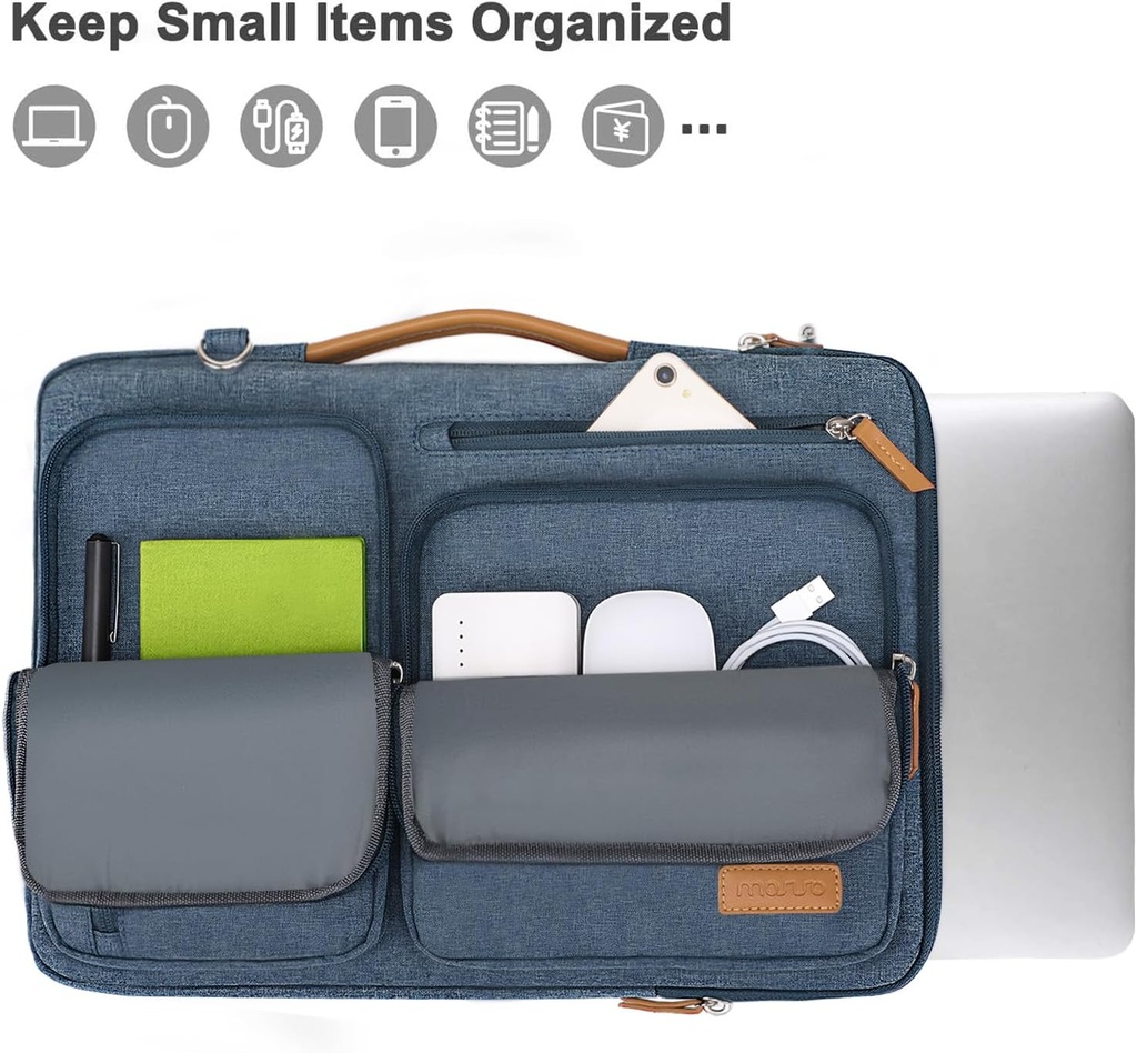 MOSISO 360 Protective Laptop Shoulder Bag, 15-15.6" Haze Blue