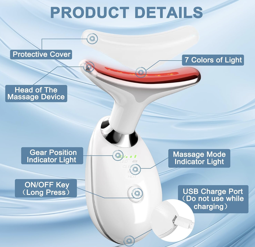 7 Color LED Facial Light Therapy Wand & Massager for Skin Care