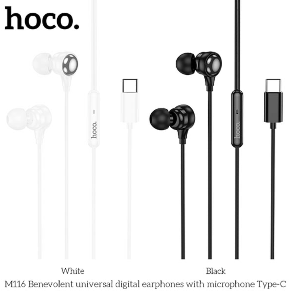 HOCO M116 Benevolent Universal earphones with mic Type-C - Black