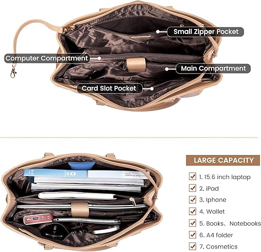 LOVEVOOK Laptop Tote Bag for Women 15.6" - Tukhaki