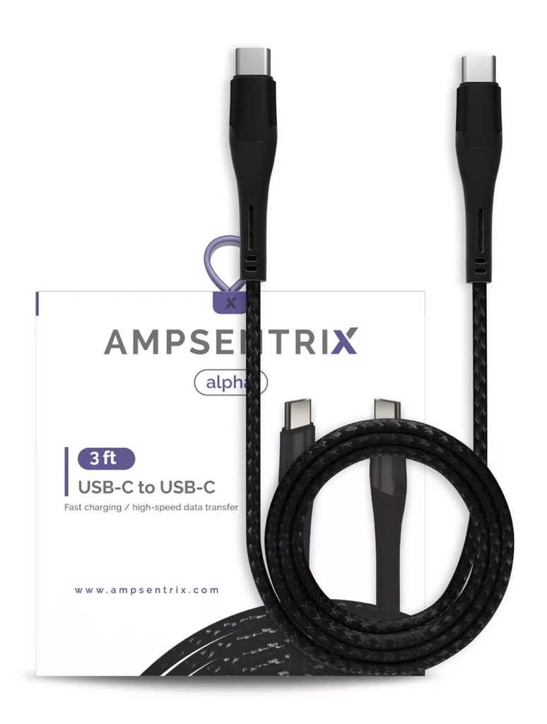 AmpSentrix USB-C to USB-C 3ft (Infinity)(Black)