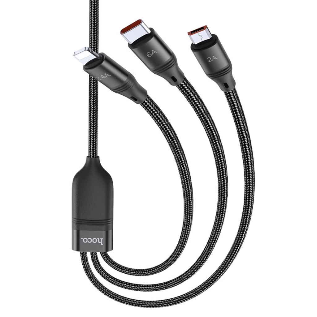 HOCO U104 3in1 charge cable Black