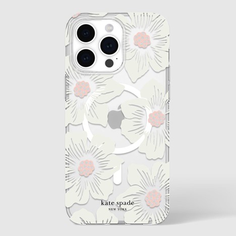 Kate Spade NY  Protective Hardshell MagSafe Case iPhone 15 Pro Max - Hollyhock Cream