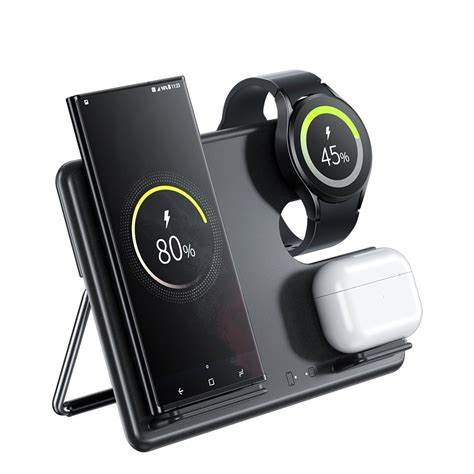 HOCO CQ19 Falcon 3-in-1 Desktop Vertical Wireless fast charger - Gray