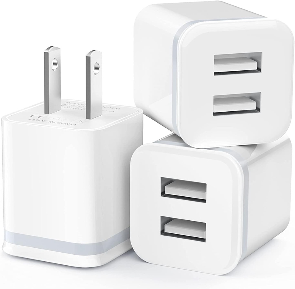 LUOATIP 2.1A 5V Dual Port Cube Power Adapter