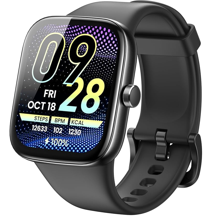 TOZO S7 Active fit Smartwatch 1.86” AMOLED with Heart rate monitor & Blood oxygen sensor (Black)
