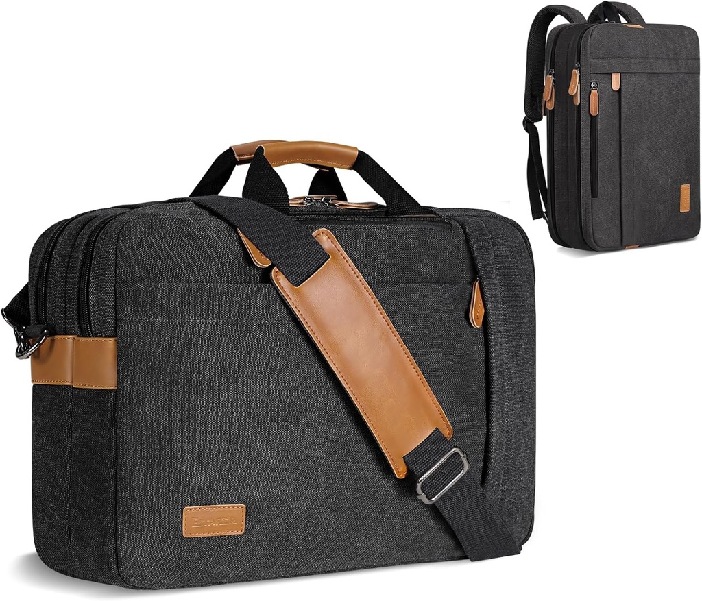 ESTARER 3 in 1 Convertible Canvas Computer Bag for Men 17-17.3" - Grey