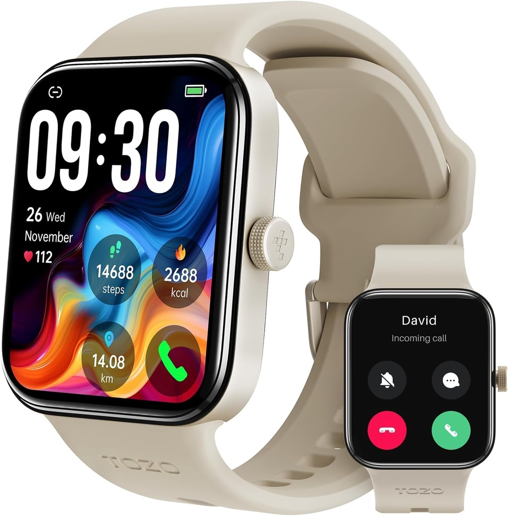 TOZO S4 Touchscreen Smart Watch with Alexa built-in Fitness Tracker (Gold)