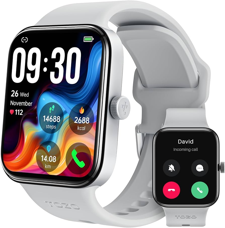TOZO S4 Touchscreen Smart Watch with Alexa built-in Fitness Tracker (Silver)